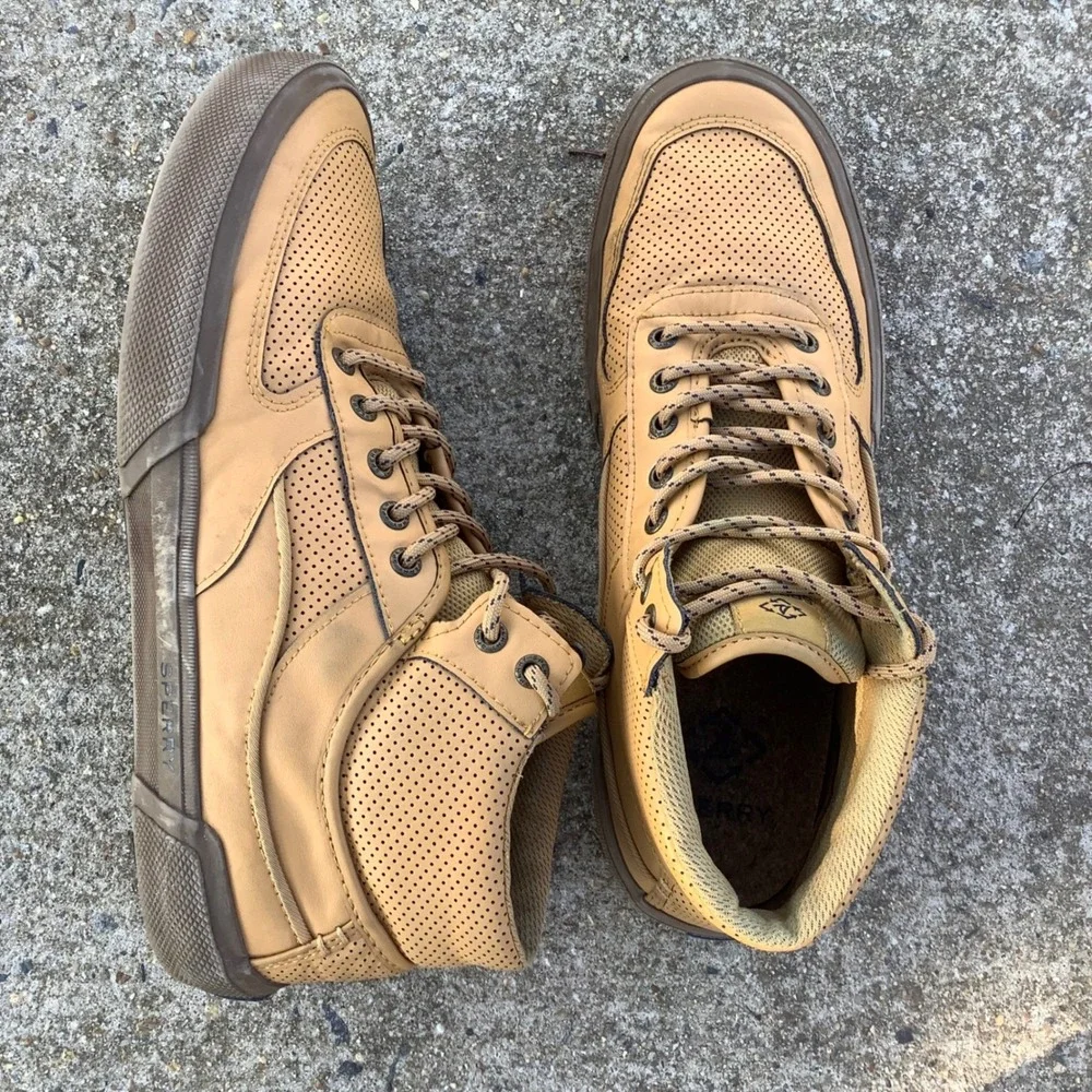 Speedy Top-Sider Rare Soletide 2-Eye Mid Mens Wheat Sneakers‎ STS24693 Size 10.5